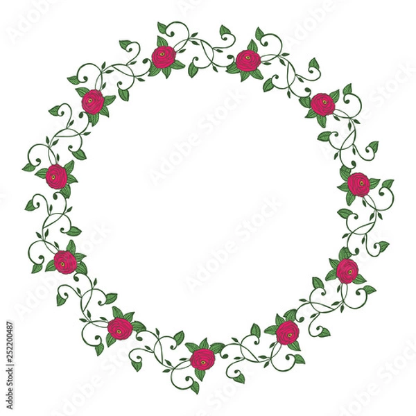 Fototapeta Vector illustration various colors of leaf flower frames hand drawn