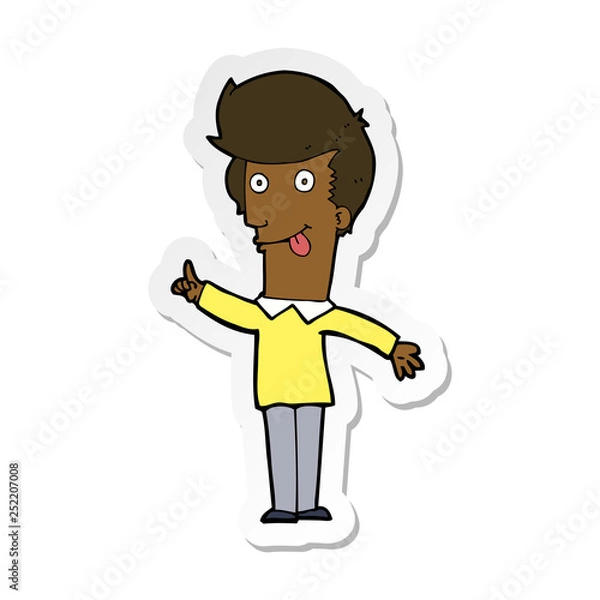 Fototapeta sticker of a cartoon funny man with idea