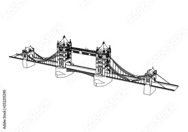 Fototapeta London bridge sketch vector