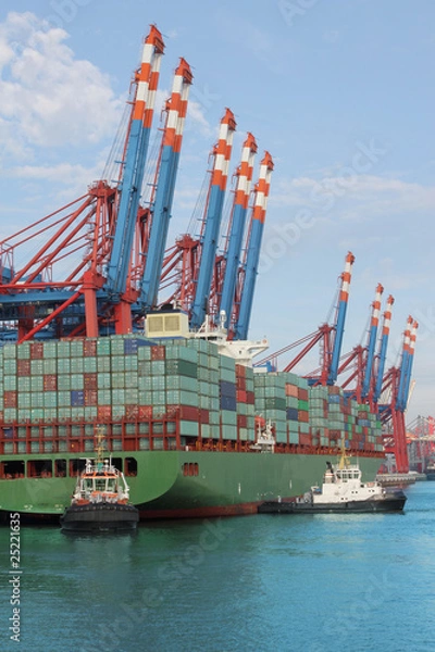 Obraz Containerchiff Hafen Schlepper