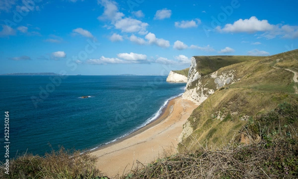 Obraz Man O’War Beach ‘Jurassic Coast”, looking towards Bats Head on a sunny day