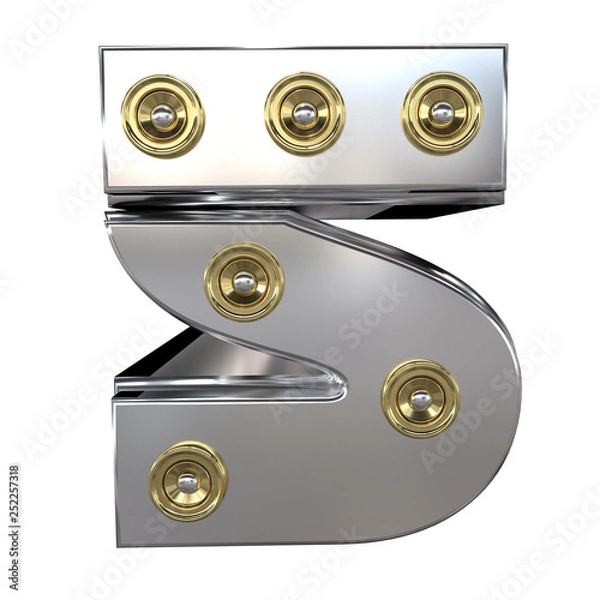 Fototapeta Golden speaker with silver chrome alphabet text