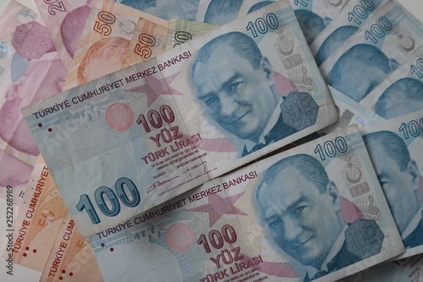 Fototapeta Turkish Lira banknotes 