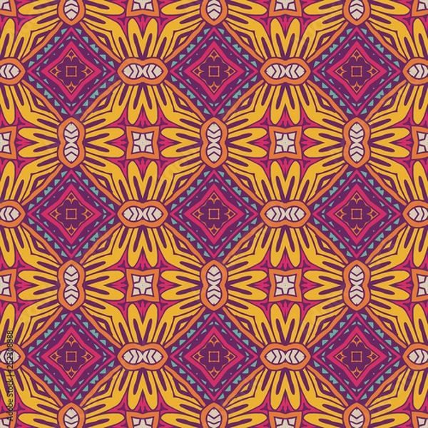 Fototapeta Ethnic seamless boho geometric pattern tile design surface