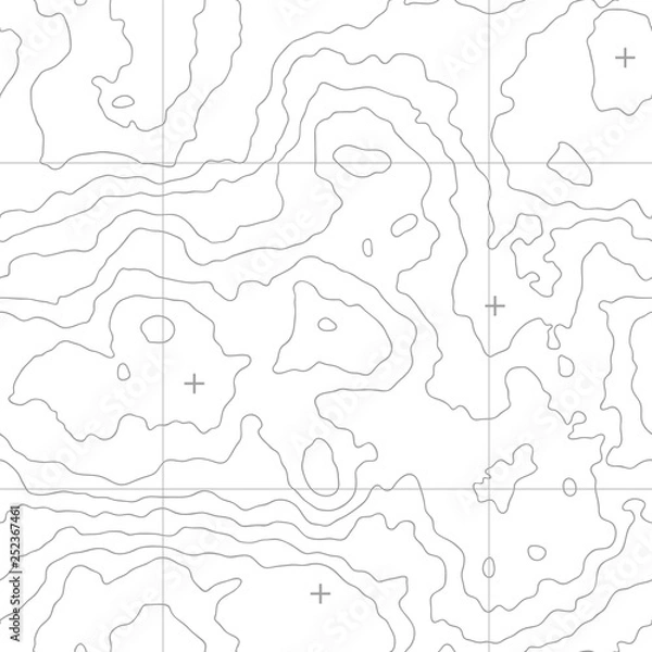 Fototapeta Seamless topographic map. A height map with contour lines. Abstract vector background