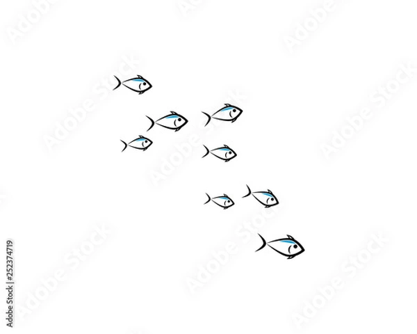 Fototapeta set of abstract fish background template vector illustration design 