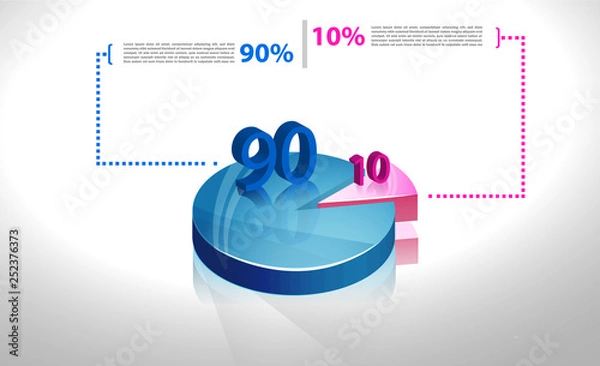 Fototapeta Set of business cycle flow diagrams, pie chart for documents,reports,presentations,infographic,0 5 10 15 20 25 30 35 40 45 50 55 60 65 70 75 80 85 90 95 100 percent clock style. Vector illustration.