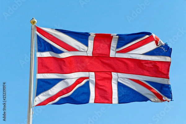 Obraz Union Jack Flag on a Flag Pole