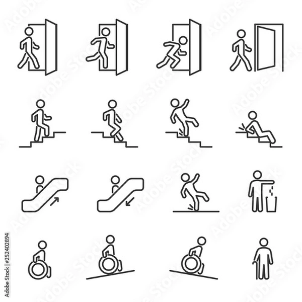 Obraz Vector set of people navigation line icons.