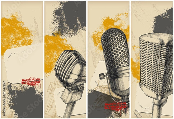 Obraz Microphones drawing banners