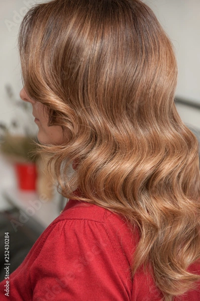 Obraz Woman with wave hairstyle in beauty salon