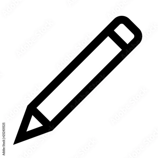 Fototapeta Pencil symbol icon - black simple outline, isolated - vector