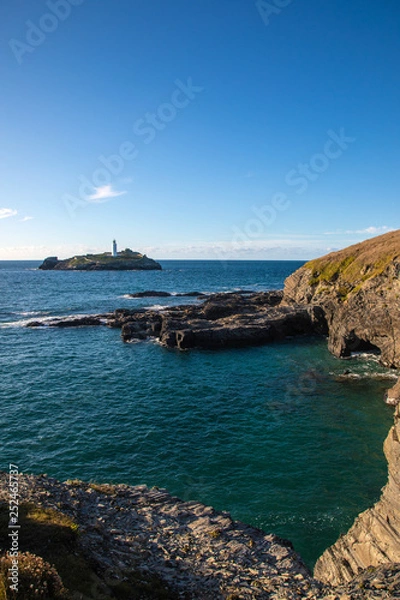 Obraz lighthouse at sunset in Cornwall