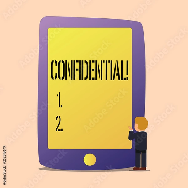 Fototapeta Writing note showing Confidential. Business photo showcasing Agreements between two parties are private and protected