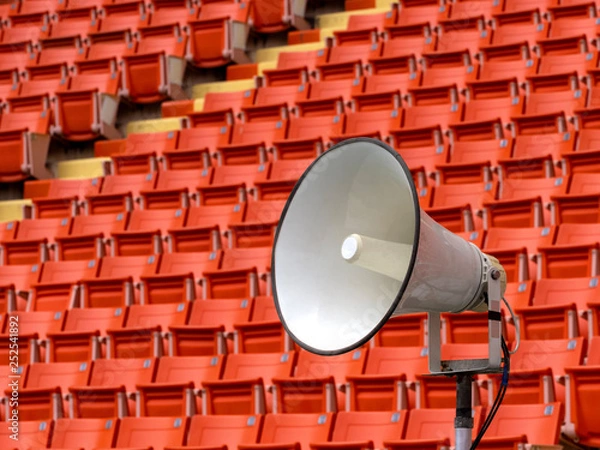Obraz White speaker with stadium seat background