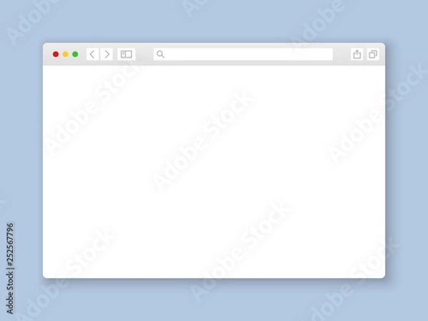 Fototapeta Browser window. Web interface mock screen internet document mockup website flat blank frame tab page elements