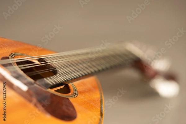Fototapeta  Mandolin in flashlight on gray background.