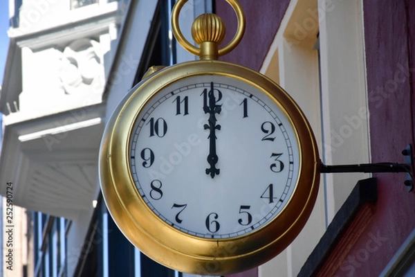 Obraz wall clock gold mechanical