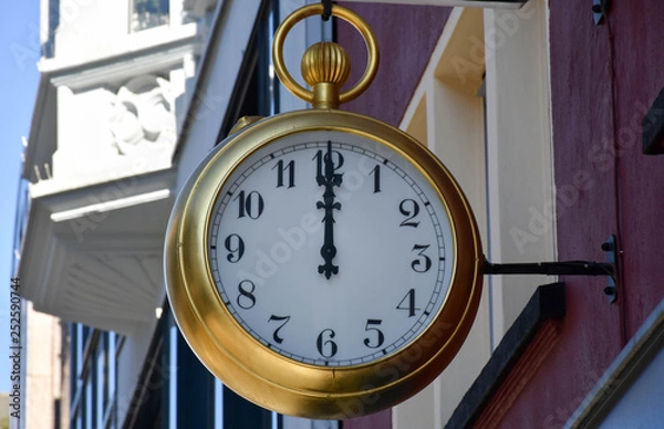 Obraz wall clock gold mechanical