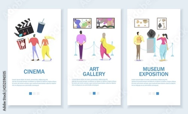 Fototapeta Leisure activities vector website and mobile app template set
