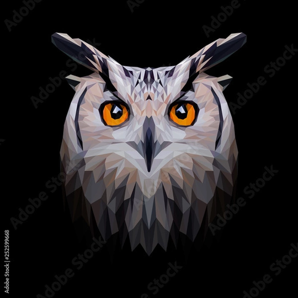 Obraz Owl low poly design. Triangle vector illustration.