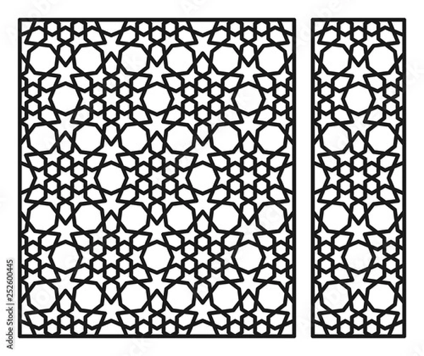 Obraz Decorative panel for laser cutting. Oriental geometric pattern. Vector ornament.