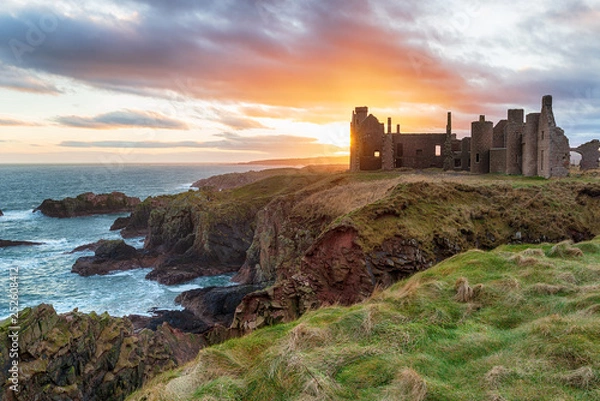 Obraz Slains Castle at Sunset