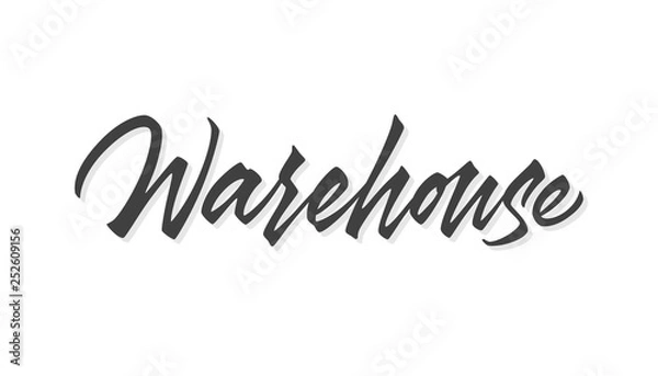 Fototapeta Warehouse vector lettering. Handwritten text label. Freehand typography design