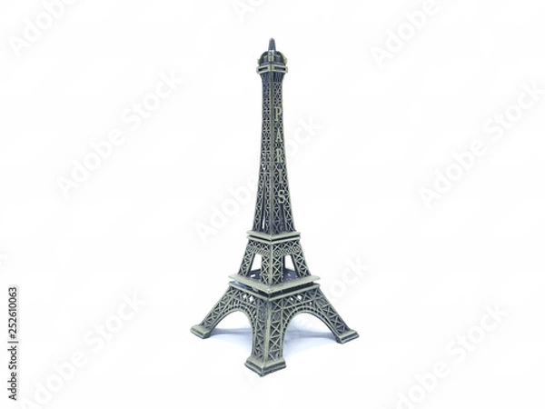 Fototapeta Beautiful Stylish Eiffel Tower of France Europe Model Statue Toys in White Isolated Background
