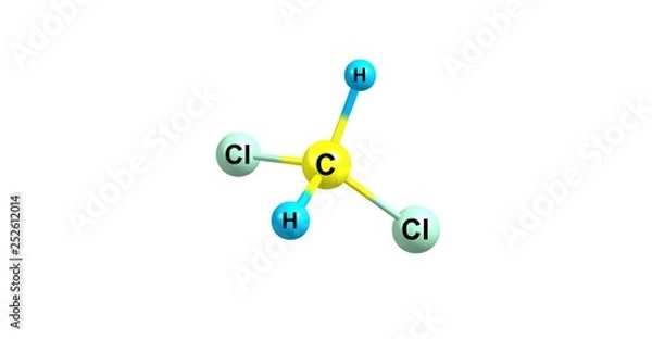 Fototapeta Dichloromethane molecular structure isolated on white