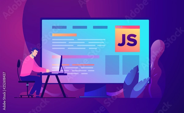 Fototapeta Vector business concept illustration Web development and coding