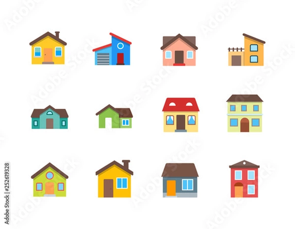 Fototapeta House vector flat illustration / Home flat icon set.
