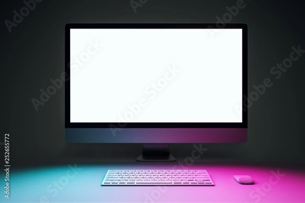Fototapeta Empty white computer