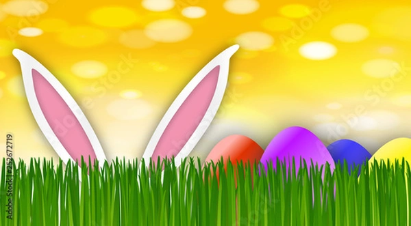 Fototapeta rabbit ears in the grass