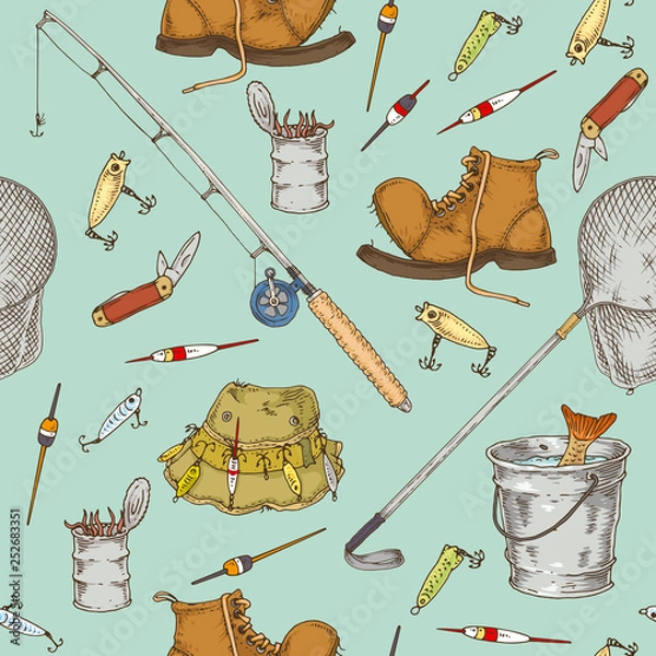 Obraz Fishing Seamless Pattern