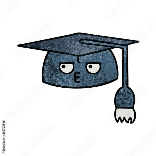 Fototapeta retro grunge texture cartoon graduation hat