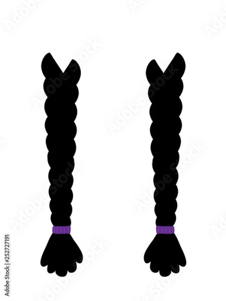 Fototapeta Women's brown braids and bangs on a white background. Vector illustration.