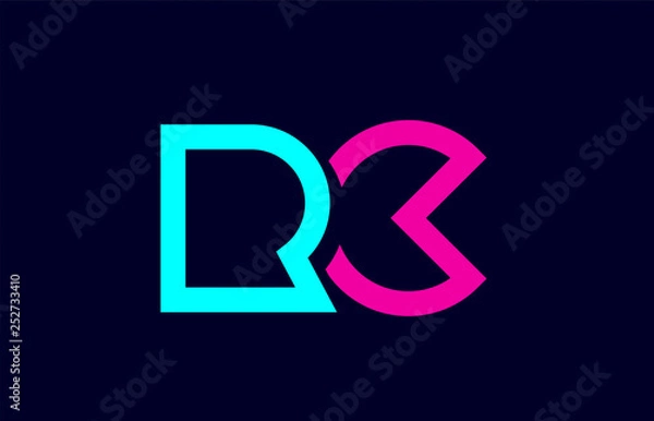 Fototapeta RC R C blue pink colorful alphabet alphabet letter logo combination design