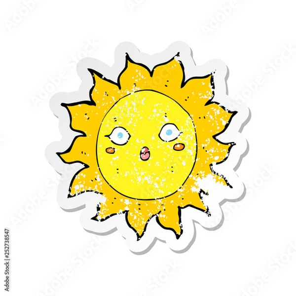 Fototapeta retro distressed sticker of a cartoon sun