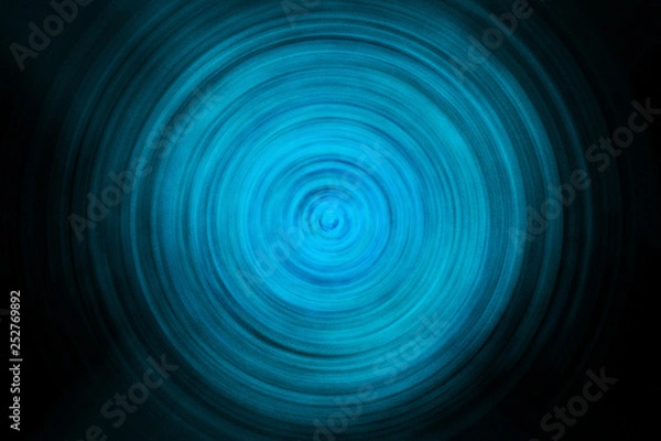 Fototapeta Blue round abstract object isolated on black background. Swirl effect.  Modern  art illustration