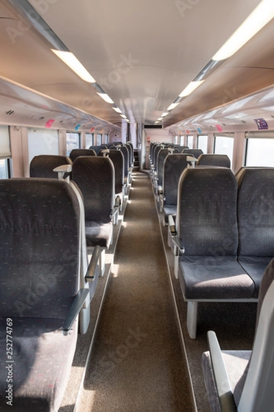 Obraz Interior Empty Train Passenger Wagon