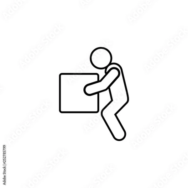 Obraz Lifting weights, box, man icon. Simple thin line, outline vector of universal icons for UI and UX, website or mobile application