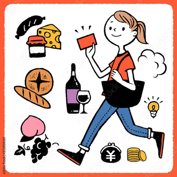 Fototapeta 買い物をする女性のアート