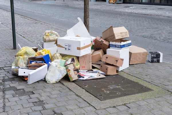 Obraz Cardoboard and Paper Recycling on the Street