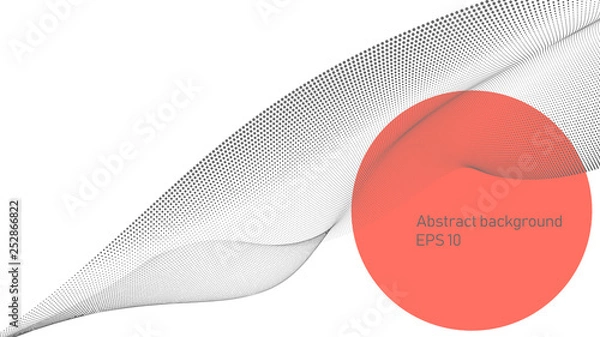 Fototapeta Vectgor shape from dots on white background. Technology, science social networking and engineering vector background. Vectorized 3d background alike on landscape.