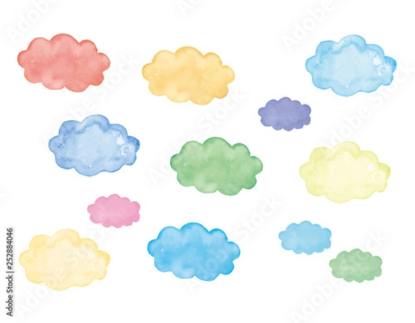 Fototapeta 水彩　ふきだし　雲
