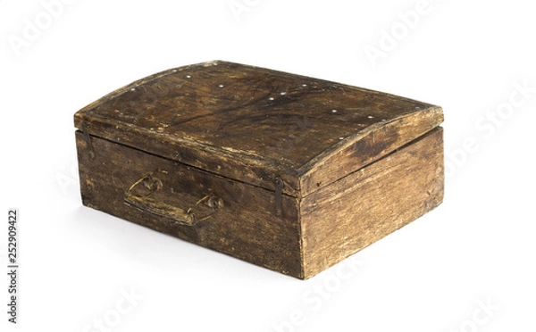Fototapeta ancient wooden suitcase on a white background