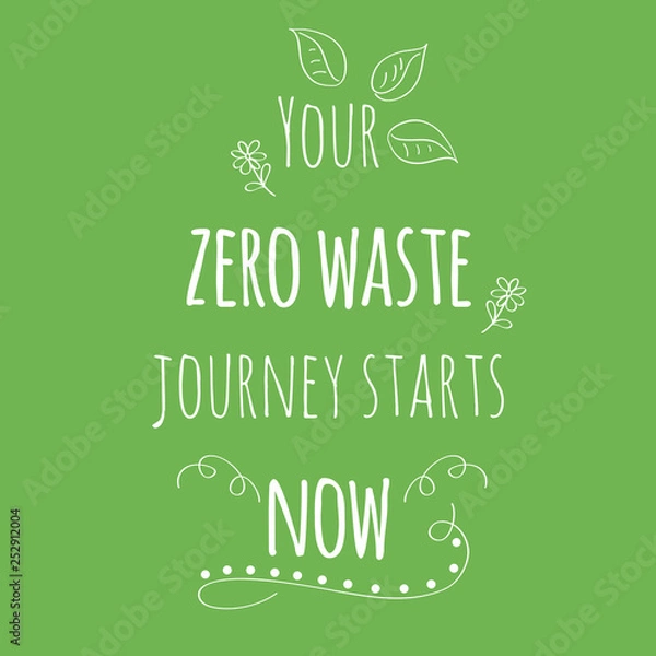 Fototapeta Zero Waste Concept. Hand drawn elements of zero waste life. Vector illustration.