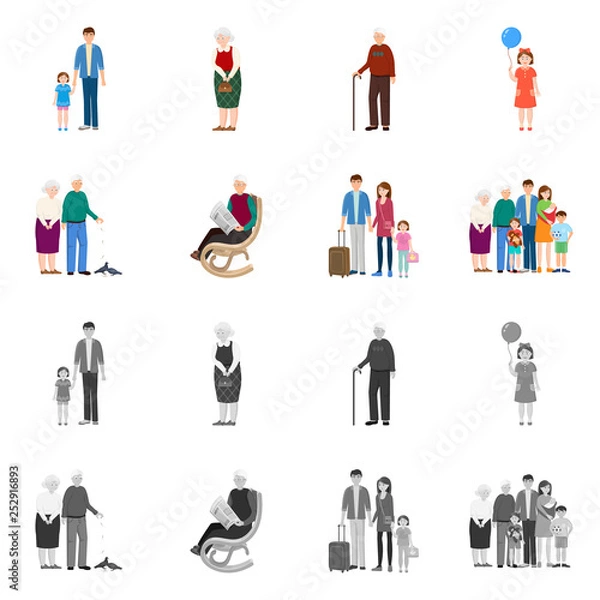 Fototapeta Vector illustration of character and avatar  symbol. Collection of character and portrait stock vector illustration.