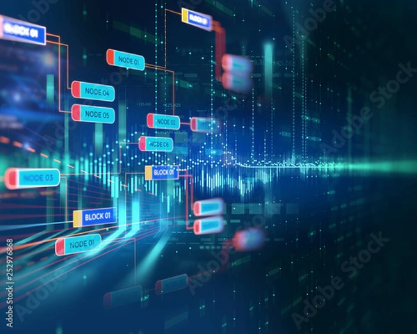 Fototapeta technical financial graph on technology abstract background